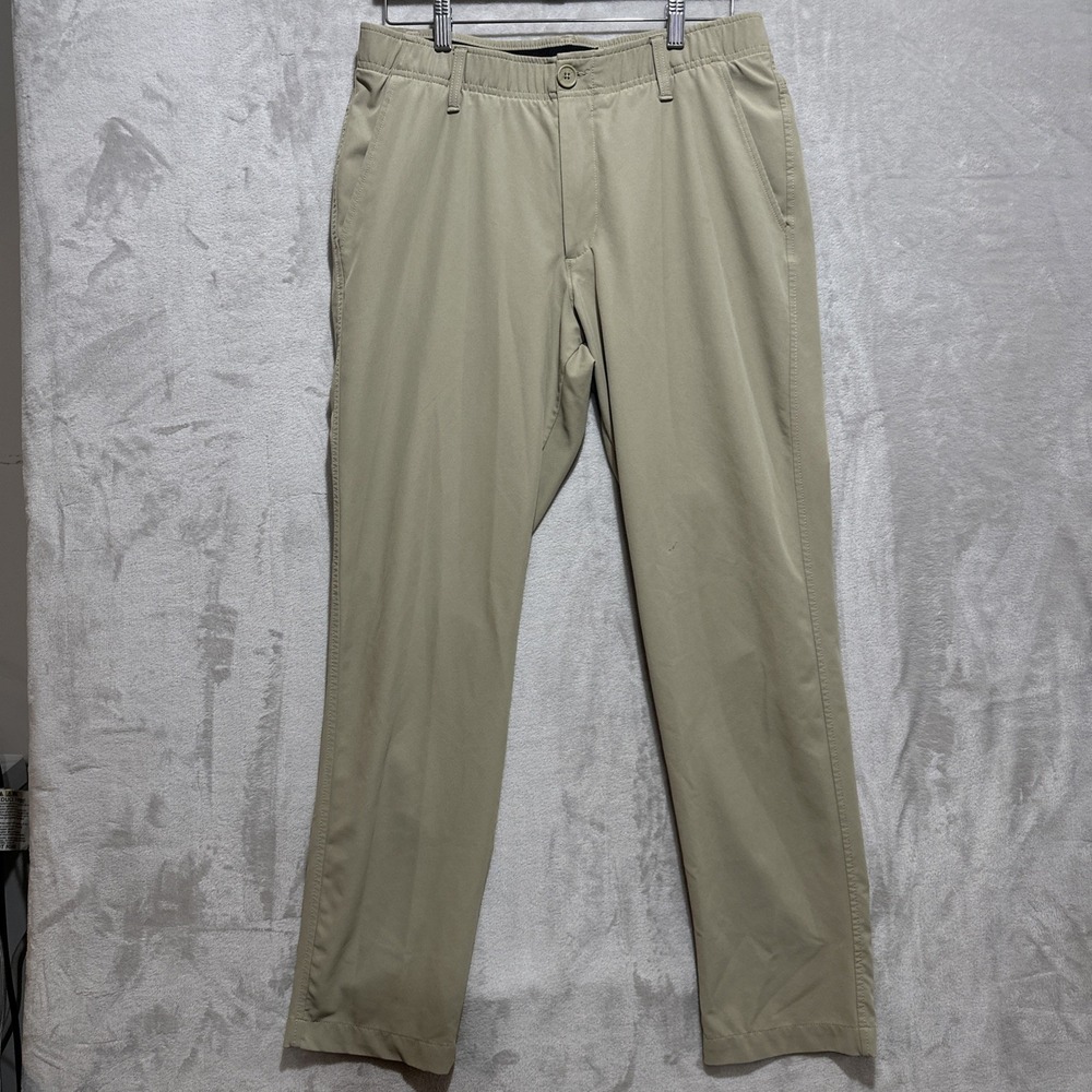 UNDER ARMOUR Men's 34 Beige Pants Golf Stretch Grip Waist Logo‎
